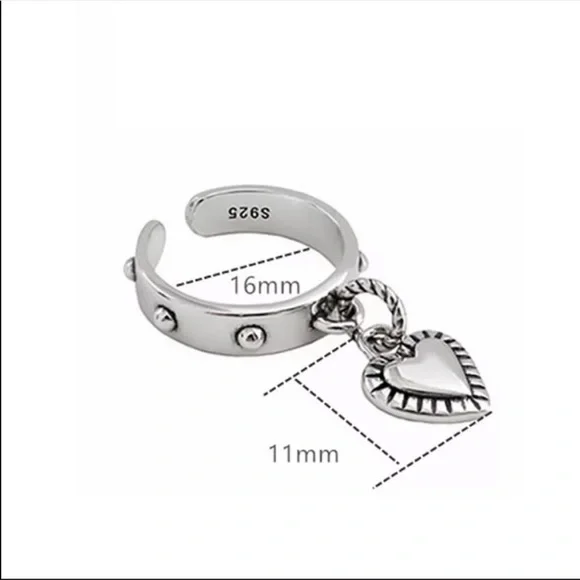𝅺💎NEW 925 Sterling Silver Heart Charm Ring - Picture 4 of 6